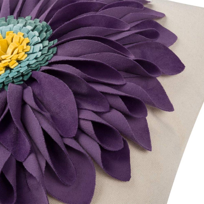 OiseauVoler 3D Sunflowers Throw Pillow Cases Decorative Handmade Cushion Covers for Home Sofa Car Bed Room Decor 18 x 18 Inch Purple - Image 4
